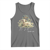 He Is Risen Tank Top Christian Religious Easter Day Bible Verse Sheep