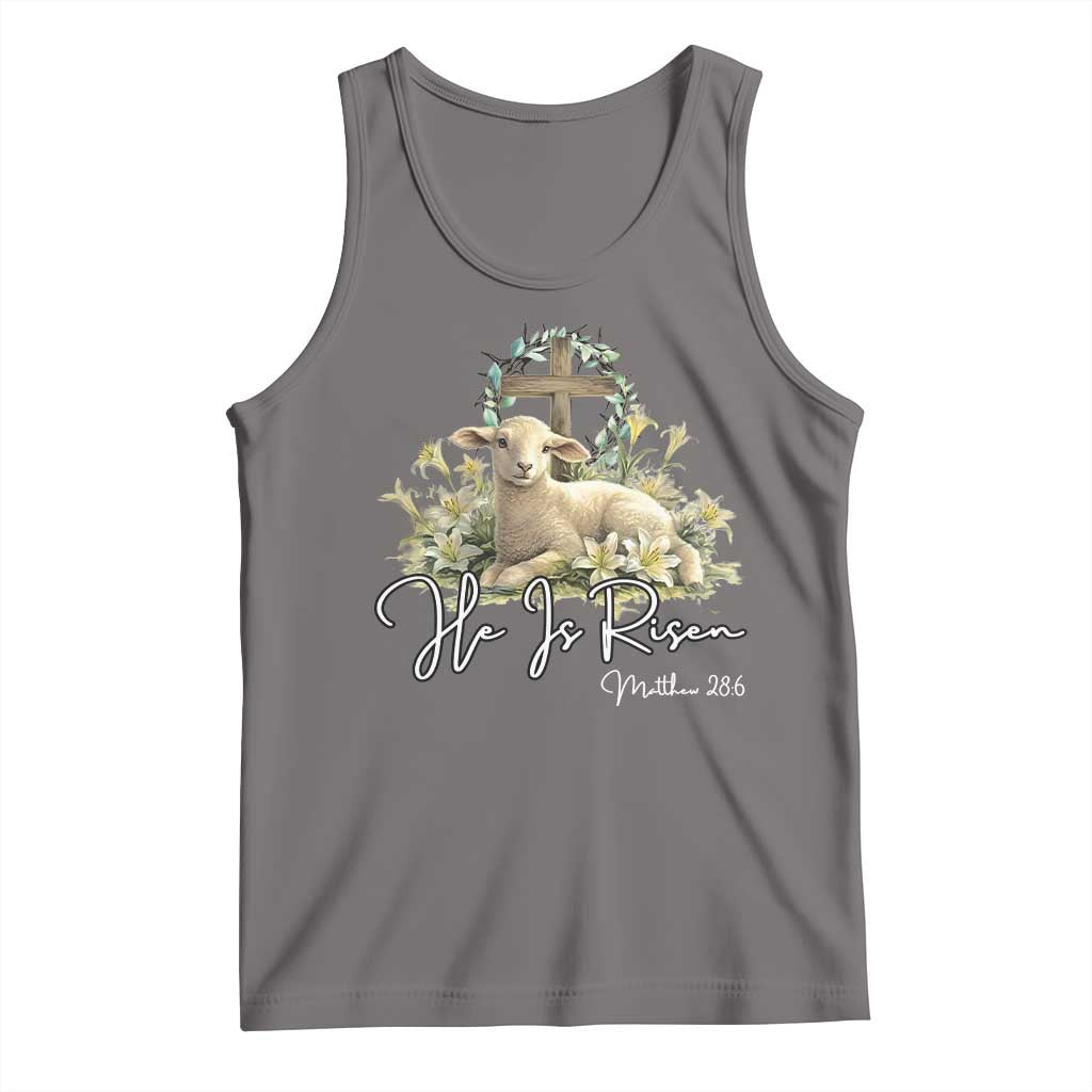 He Is Risen Tank Top Christian Religious Easter Day Bible Verse Sheep