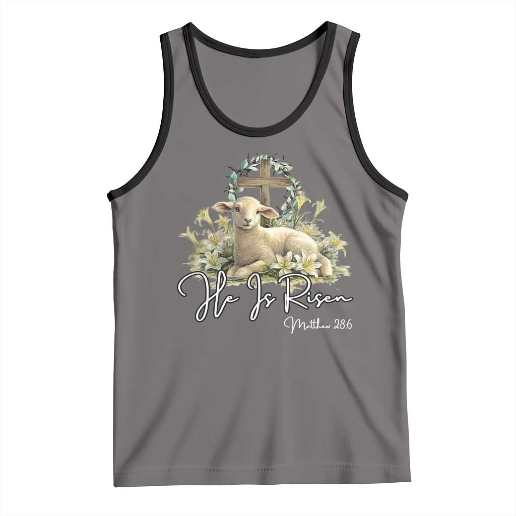 He Is Risen Tank Top Christian Religious Easter Day Bible Verse Sheep