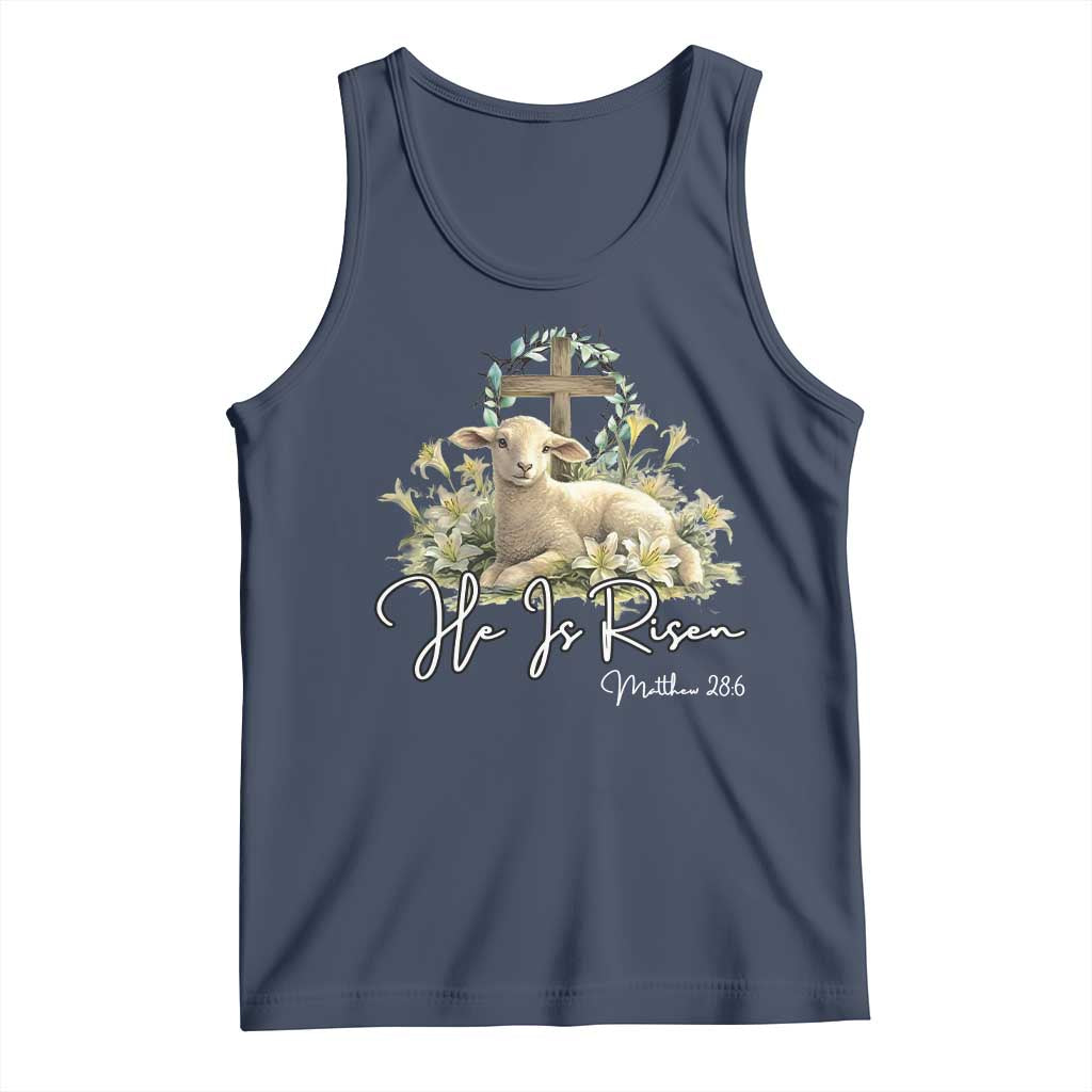 He Is Risen Tank Top Christian Religious Easter Day Bible Verse Sheep
