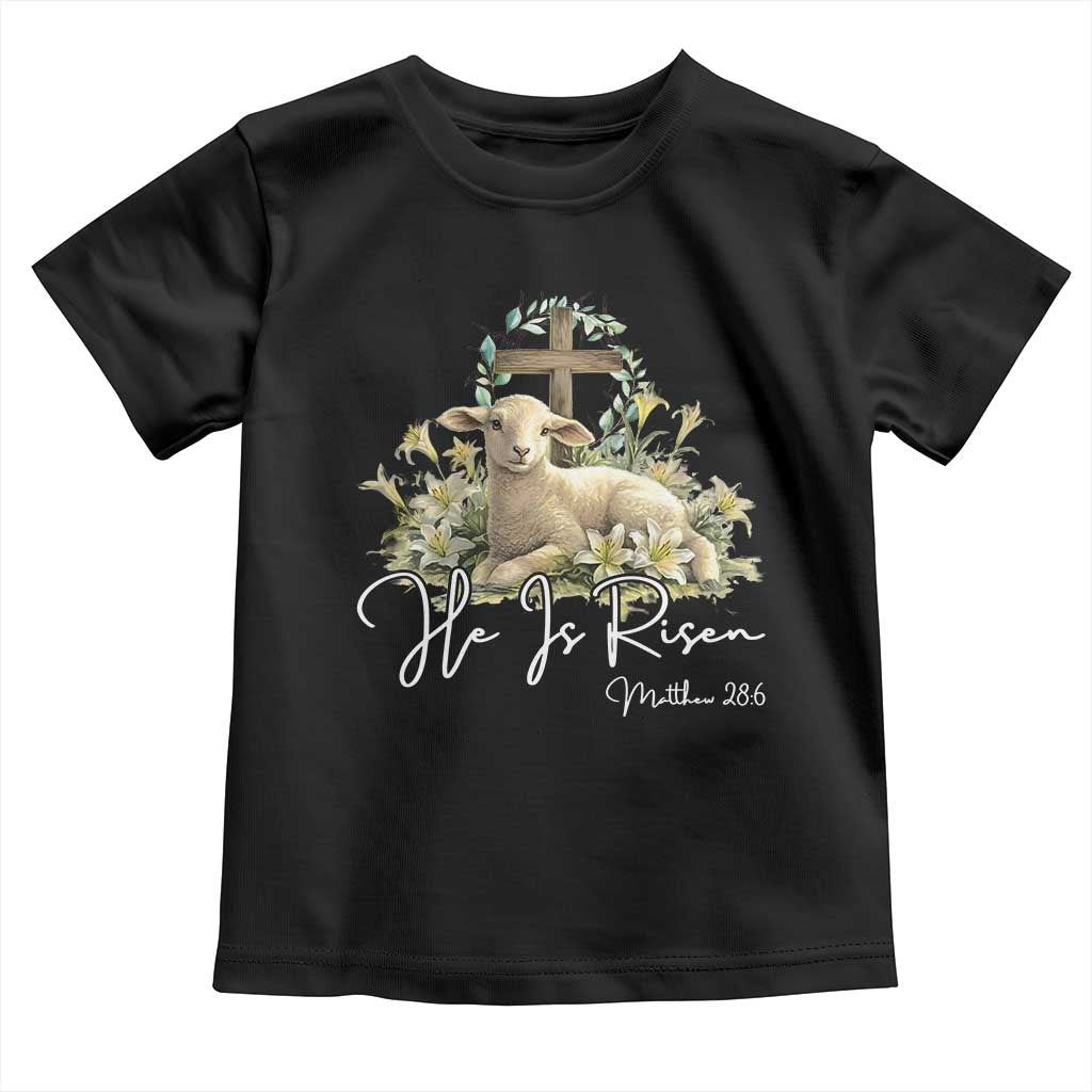 He Is Risen Toddler T Shirt Christian Religious Easter Day Bible Verse Sheep