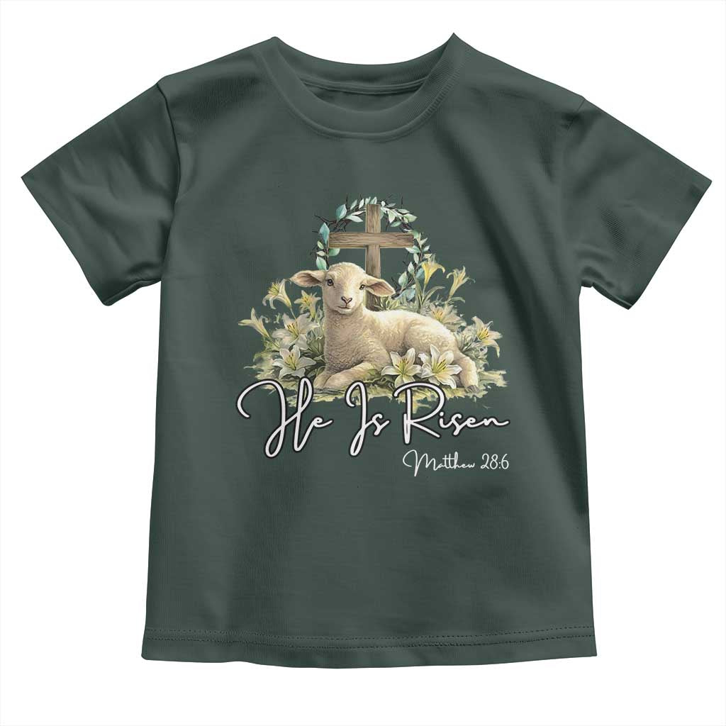 He Is Risen Toddler T Shirt Christian Religious Easter Day Bible Verse Sheep