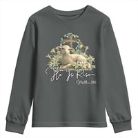 He Is Risen Youth Sweatshirt Christian Religious Easter Day Bible Verse Sheep
