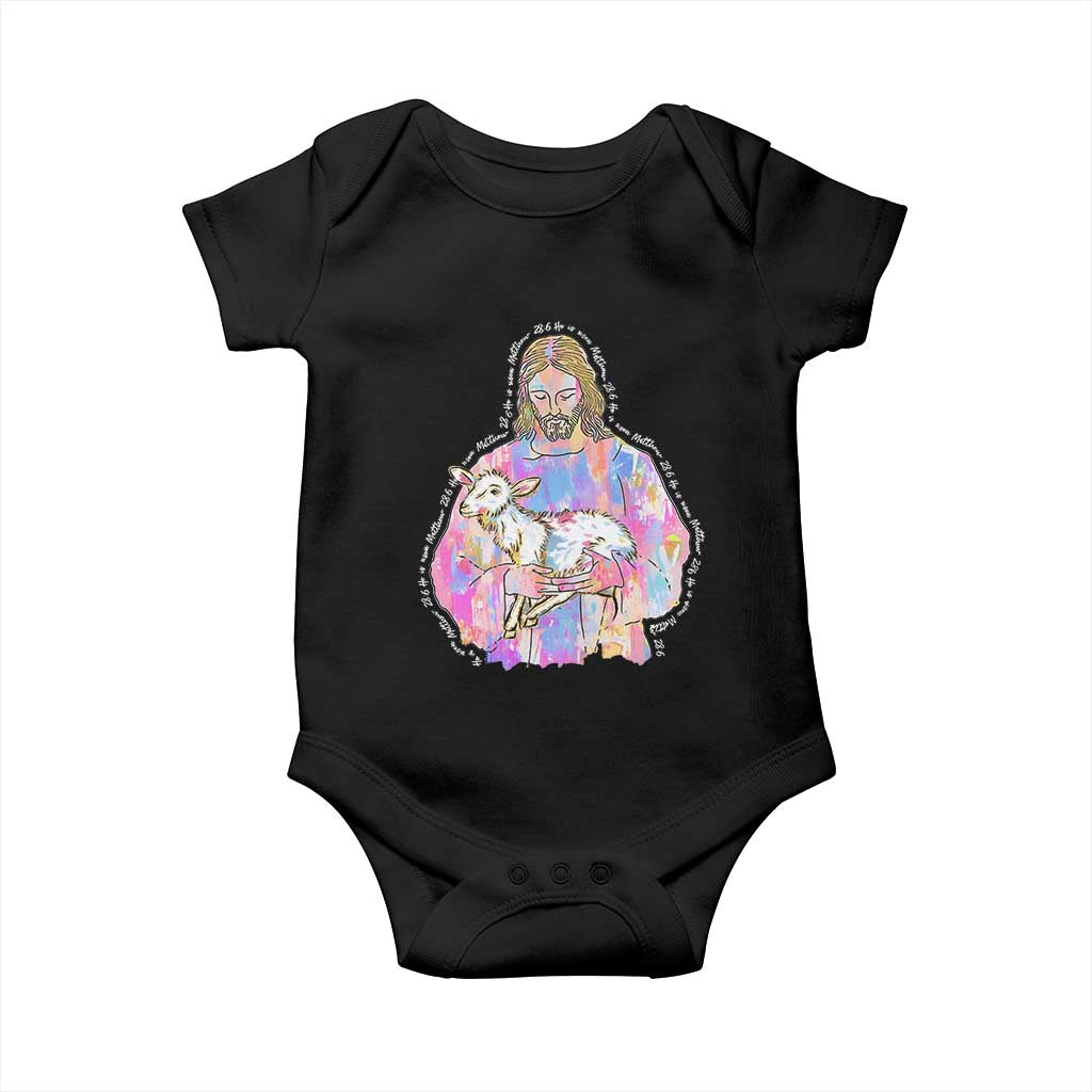 He Is Risen Baby Onesie Christian Religious Easter Day Bible Verse Sheep Glitter Print