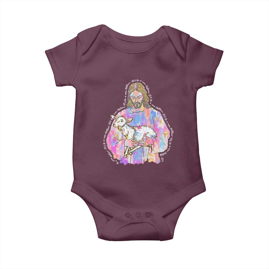 He Is Risen Baby Onesie Christian Religious Easter Day Bible Verse Sheep Glitter Print