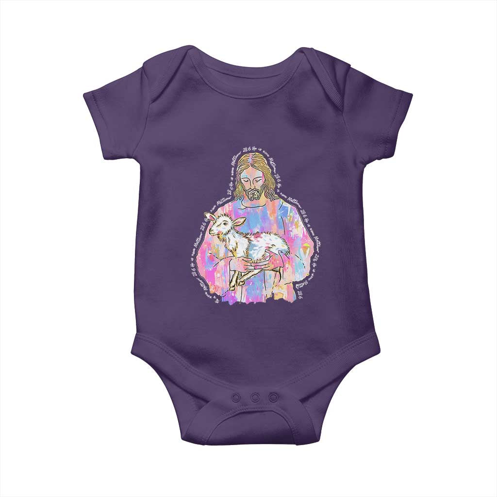 He Is Risen Baby Onesie Christian Religious Easter Day Bible Verse Sheep Glitter Print