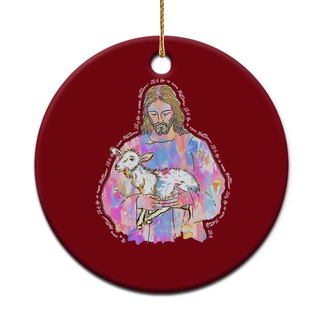 He Is Risen Ceramic Ornament Christian Religious Easter Day Bible Verse Sheep Glitter Print - Wonder Print Shop