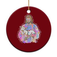 He Is Risen Ceramic Ornament Christian Religious Easter Day Bible Verse Sheep Glitter Print - Wonder Print Shop