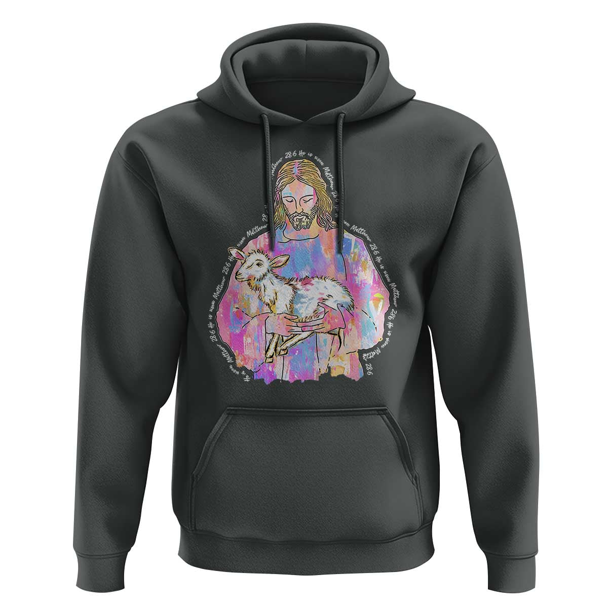 He Is Risen Hoodie Christian Religious Easter Day Bible Verse Sheep Glitter Print