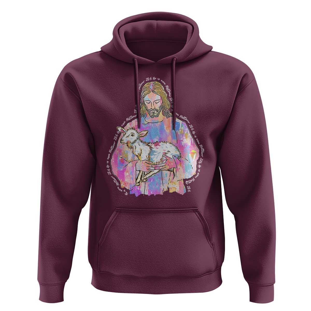 He Is Risen Hoodie Christian Religious Easter Day Bible Verse Sheep Glitter Print