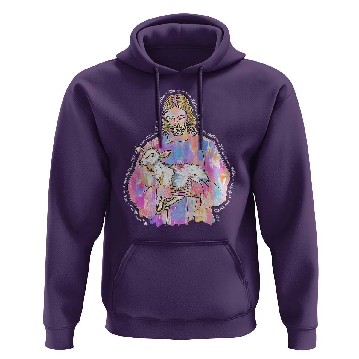 He Is Risen Hoodie Christian Religious Easter Day Bible Verse Sheep Glitter Print