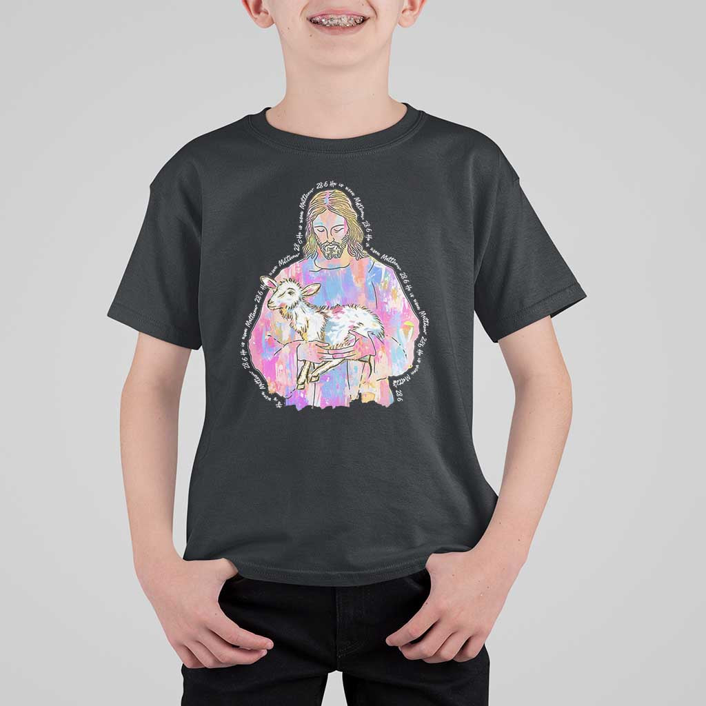 He Is Risen T Shirt For Kid Christian Religious Easter Day Bible Verse Sheep Glitter Print
