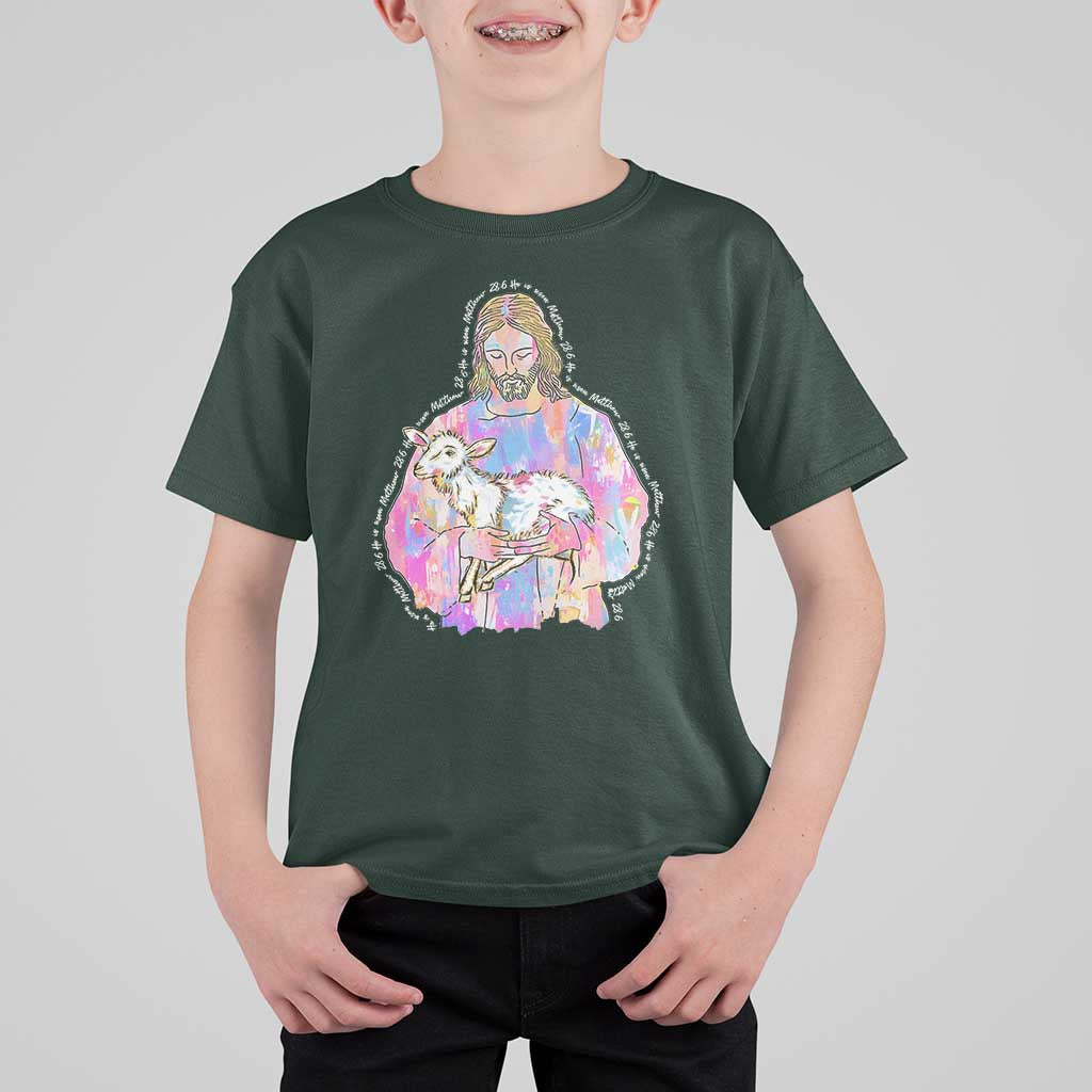 He Is Risen T Shirt For Kid Christian Religious Easter Day Bible Verse Sheep Glitter Print