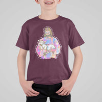 He Is Risen T Shirt For Kid Christian Religious Easter Day Bible Verse Sheep Glitter Print