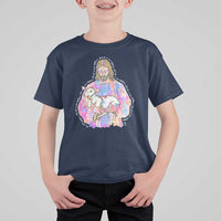 He Is Risen T Shirt For Kid Christian Religious Easter Day Bible Verse Sheep Glitter Print