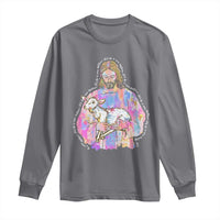 He Is Risen Long Sleeve Shirt Christian Religious Easter Day Bible Verse Sheep Glitter Print