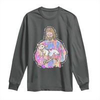 He Is Risen Long Sleeve Shirt Christian Religious Easter Day Bible Verse Sheep Glitter Print