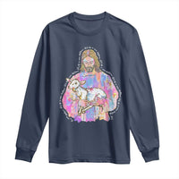 He Is Risen Long Sleeve Shirt Christian Religious Easter Day Bible Verse Sheep Glitter Print