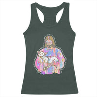 He Is Risen Racerback Tank Top Christian Religious Easter Day Bible Verse Sheep Glitter Print