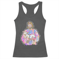 He Is Risen Racerback Tank Top Christian Religious Easter Day Bible Verse Sheep Glitter Print
