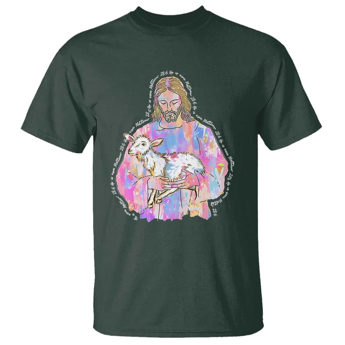He Is Risen T Shirt Christian Religious Easter Day Bible Verse Sheep Glitter Print