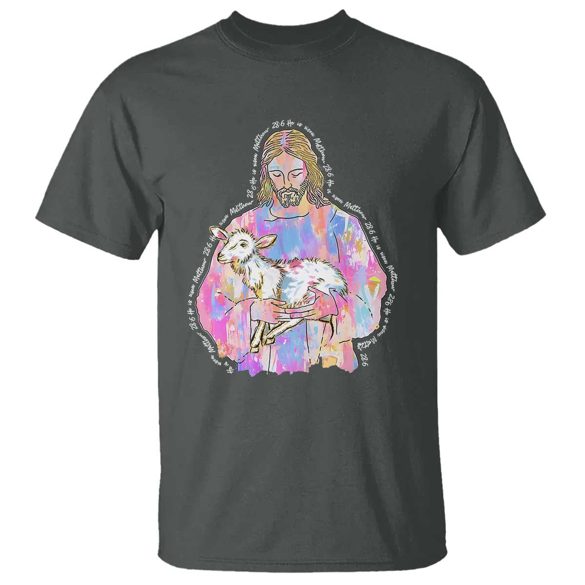 He Is Risen T Shirt Christian Religious Easter Day Bible Verse Sheep Glitter Print