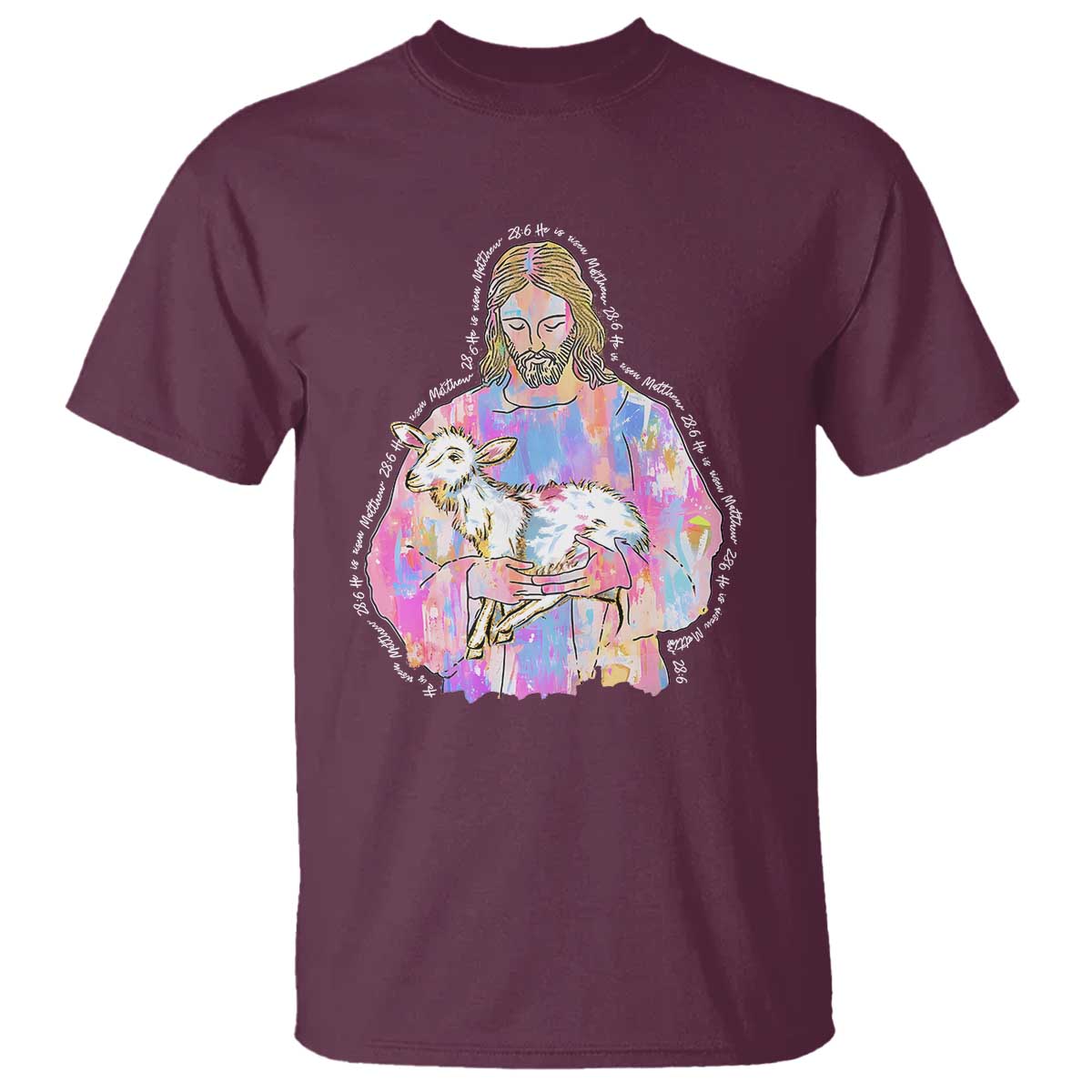 He Is Risen T Shirt Christian Religious Easter Day Bible Verse Sheep Glitter Print