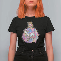 He Is Risen T Shirt For Women Christian Religious Easter Day Bible Verse Sheep Glitter Print