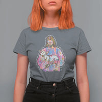 He Is Risen T Shirt For Women Christian Religious Easter Day Bible Verse Sheep Glitter Print