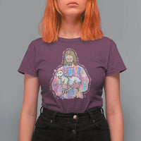 He Is Risen T Shirt For Women Christian Religious Easter Day Bible Verse Sheep Glitter Print