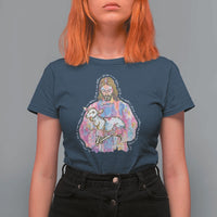 He Is Risen T Shirt For Women Christian Religious Easter Day Bible Verse Sheep Glitter Print