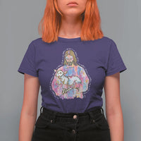 He Is Risen T Shirt For Women Christian Religious Easter Day Bible Verse Sheep Glitter Print