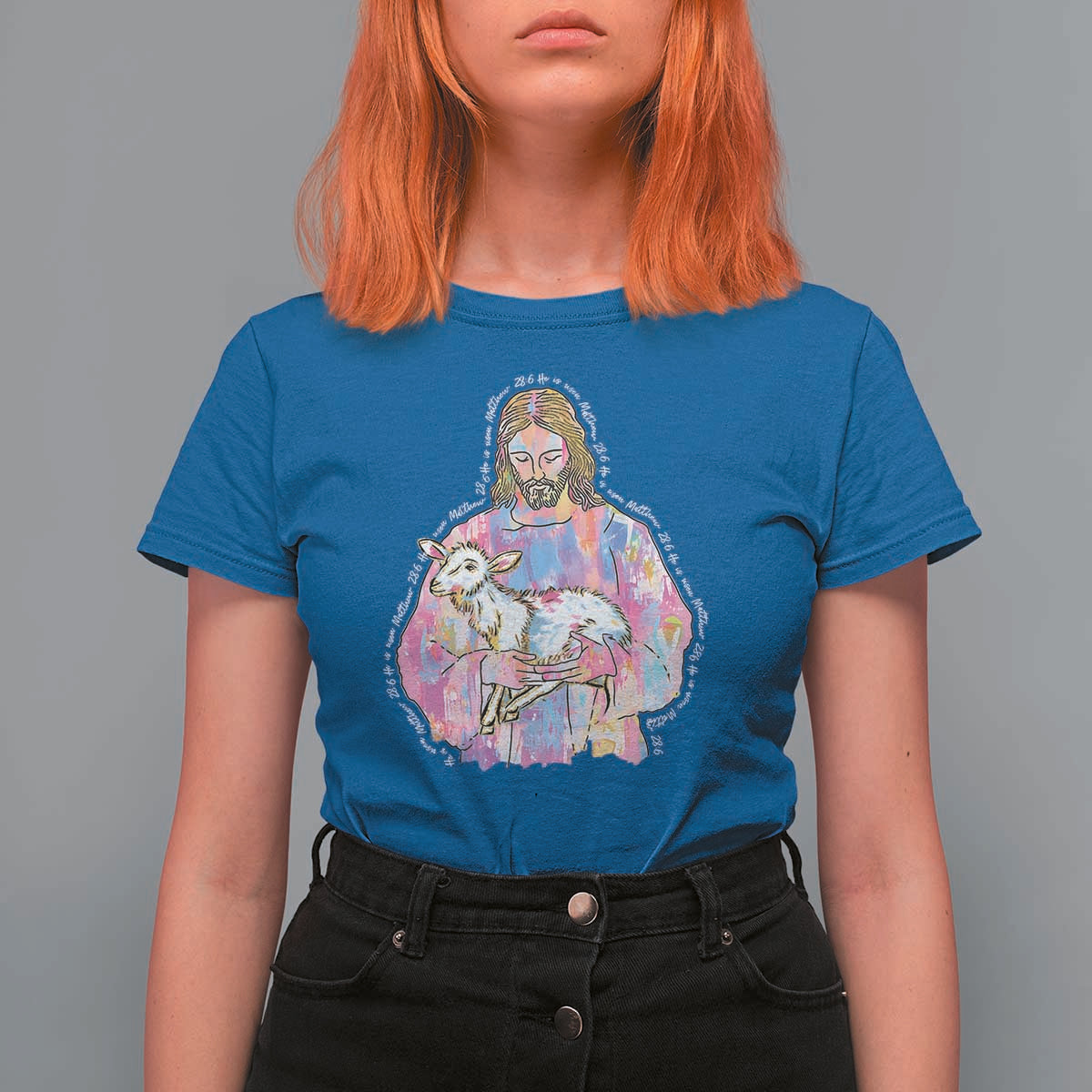 He Is Risen T Shirt For Women Christian Religious Easter Day Bible Verse Sheep Glitter Print