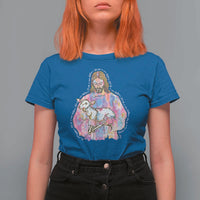 He Is Risen T Shirt For Women Christian Religious Easter Day Bible Verse Sheep Glitter Print