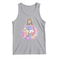He Is Risen Tank Top Christian Religious Easter Day Bible Verse Sheep Glitter Print
