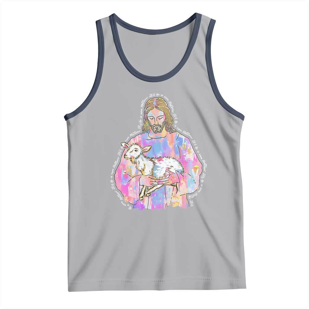 He Is Risen Tank Top Christian Religious Easter Day Bible Verse Sheep Glitter Print