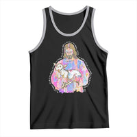 He Is Risen Tank Top Christian Religious Easter Day Bible Verse Sheep Glitter Print