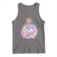 He Is Risen Tank Top Christian Religious Easter Day Bible Verse Sheep Glitter Print
