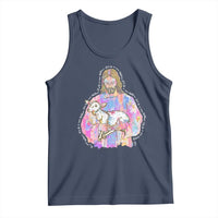 He Is Risen Tank Top Christian Religious Easter Day Bible Verse Sheep Glitter Print