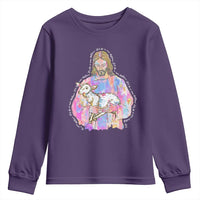 He Is Risen Youth Sweatshirt Christian Religious Easter Day Bible Verse Sheep Glitter Print