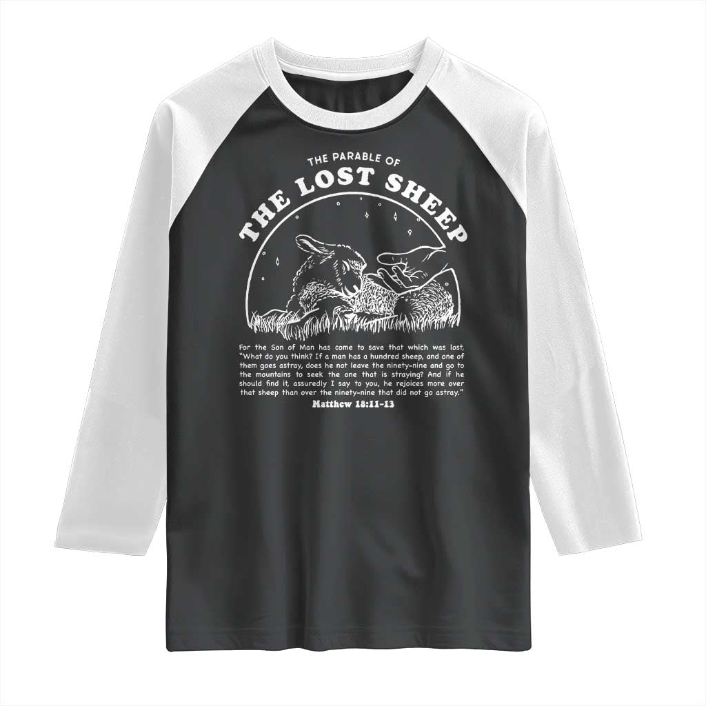The Parable Of The Lost Sheep Raglan Shirt Christian Bible Verse
