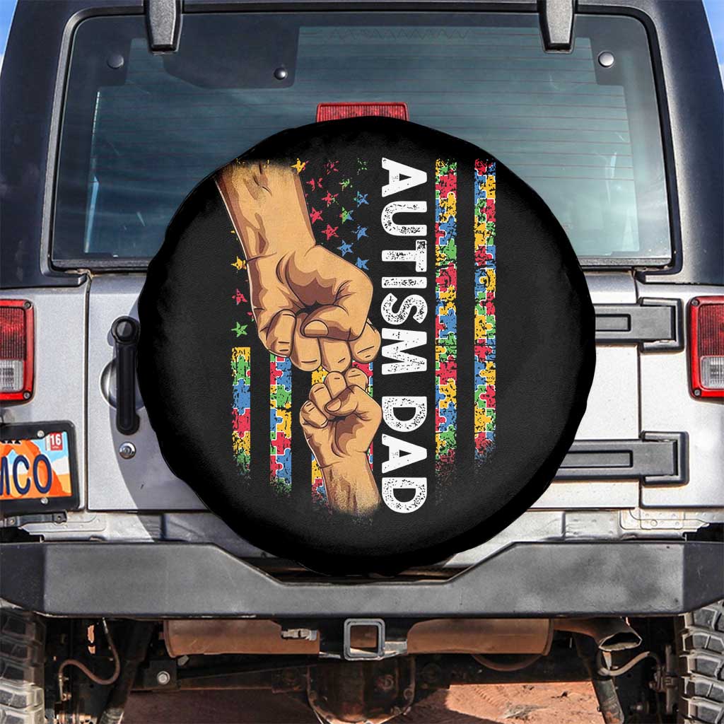 Autism Dad Awareness American Flag Fist Bump Spare Tire Cover