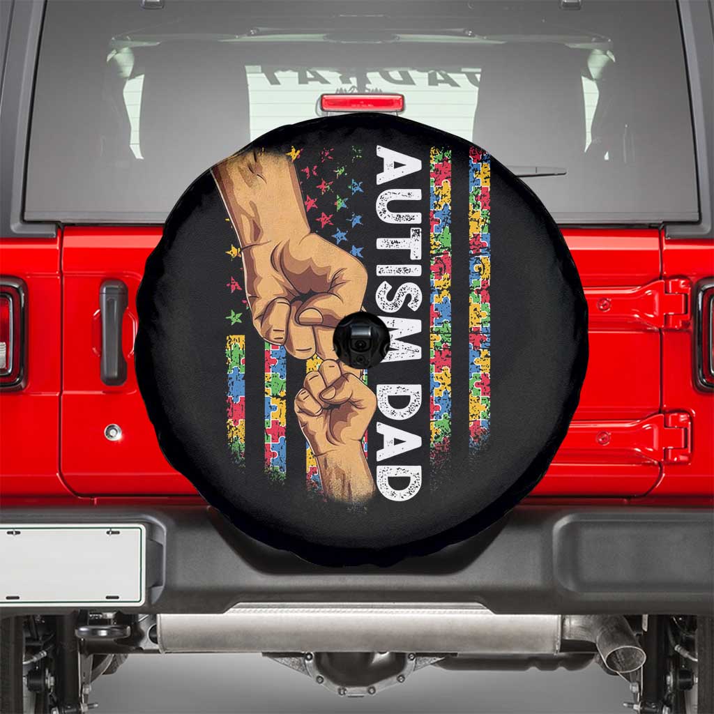 Autism Dad Awareness American Flag Fist Bump Spare Tire Cover