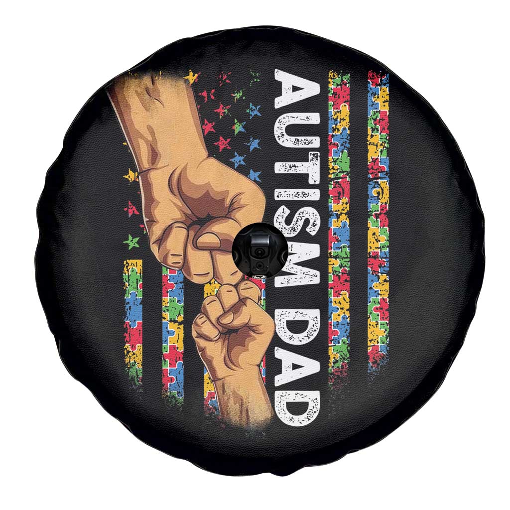 Autism Dad Awareness American Flag Fist Bump Spare Tire Cover