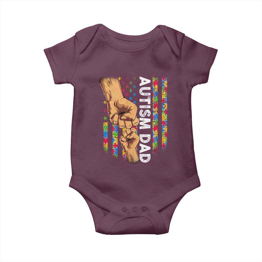 Autism Dad Awareness American Flag Fist Bump Baby Onesie