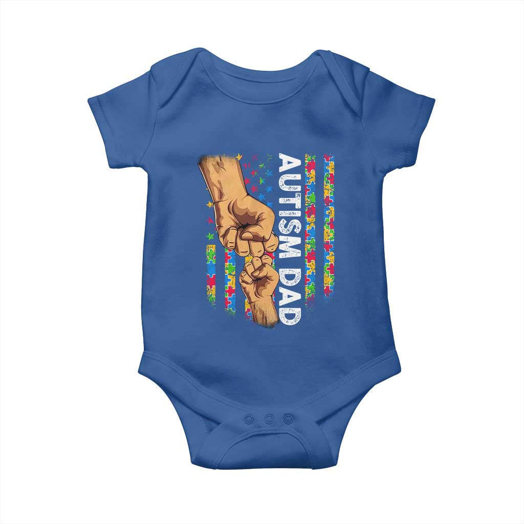 Autism Dad Awareness American Flag Fist Bump Baby Onesie