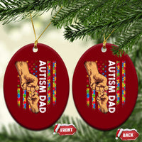 Autism Dad Awareness American Flag Fist Bump Ceramic Ornament