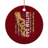 Autism Dad Awareness American Flag Fist Bump Ceramic Ornament