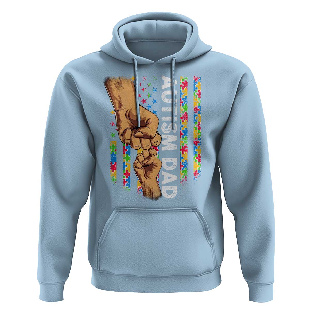 Autism Dad Awareness American Flag Fist Bump Hoodie