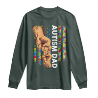 Autism Dad Awareness American Flag Fist Bump Long Sleeve Shirt